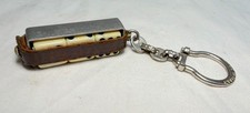antique leather metal 3 celluloid dice box holder travel carrier keychain picture