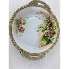 Japan Hand Painted Cherry Blossom Gold Trimmed Handled Collectors Berry Bowl picture