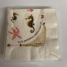 VTG Cape Hatteras Nautical Sealife Paper Beverage Napkins Unopened Lot Of 20 NOS picture