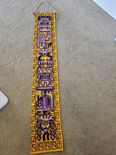 Vnt Long Wall Hanging Aztec Tapestry Wool Hand Embroidered Vibrant Colors B picture