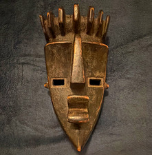 Authentic Hand-Carved African Wooden Mask full size Lwalu Mask, D.R. Congo picture