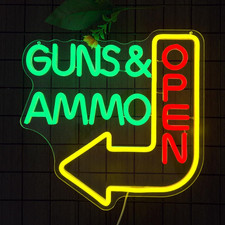 Open Neon Sign - Guns Ammo Store LED Light for Wall Decor Dimmable Gun Signs Lam picture