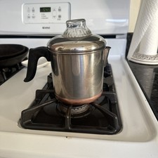 Vtg Pre 1968 Revere Ware 1801 Percolator Coffee Pot 4-6 Cup Copper Clad Bottom picture