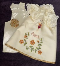 VTG INFANT of Prague Beaded Vestments + Crown, Gown 13” Long Handmade picture