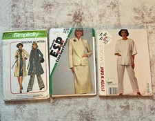 Vintage Sewing Pattern Lot of 3 Simplicity McCalls Womens Coat Suit Pants Cut picture