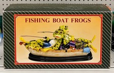 Fishing Boat Frogs Figurine in Original Box – Whimsical Frog Fishing Decor picture