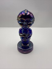 Joe St. Clair Blue Carnival Glass Angel Kewpie Figurine , 5
