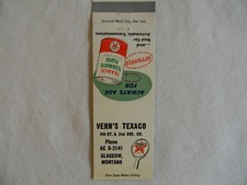 Glasgow Montana automotive Texaco gas service station low # matchbook picture