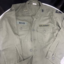 2- Vietnam War VINTAGE ORIGINAL OG507 Polycotton Field Shirts Olive Drab X-Large picture