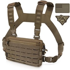 Coyote Brown Tactical Chest Rig Molle System Chest Pack with Holster and Pouch picture