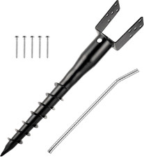 No Dig Ground Screw Anchor - Black U Shaped Post Stake for 4X4 Wood Posts, Inclu picture