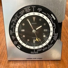 Vintage JAL Japan Airlines Table Clock World Time Seiko Quartz Limited Japan picture