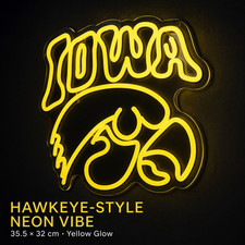 Iowa Hawkeyes Neon Sign Yellow USB Dimmable Wall Light 14