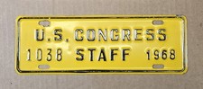 Vintage US CONGRESS STAFF 1968 License Plate Topper #1038 picture