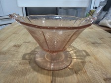 Vintage Pink Flamingo Footed Depression Ware Bowl Dish VTG * picture
