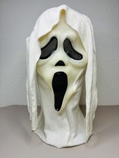 vtg 1990s WHITE GLOW In Dark Scream Ghost Face Mask Fun World Div READ picture