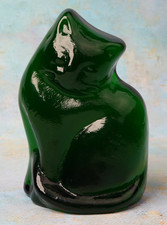 Blenko CAT Paperweight -  EMERALD GREEN - 2025 - 2nd picture