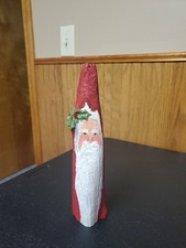 UNIQUE VINTAGE HAND PAINTED DRIFTWOOD SANTA SIGNED 1990 picture