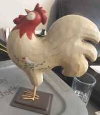 Russ Berrie Hand Painted Chicken Rooster Dove Heart Whimsical Folk Art Figurine picture