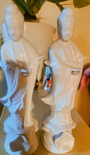 Pair White Porcelain/Ceramic Japanese Figurines Statues 