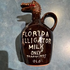 Florida Alligator Milk Souvenir Jug/Bottle w/ Alligator Head Stopper, Japan picture