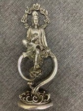6.3 Inches Good Quality Tibetan Silver Hand Made *Bodhisattva KwanYin* Statue picture