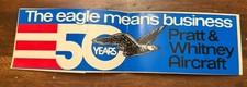 Vintage 1975 Pratt Whitney Aircraft 50th Anniversary Eagle Bumper Sticker picture