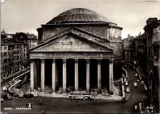 Pantheon Ancient Roman Temple Columns Rome Italy Street Real Photo RPPC Postcard picture