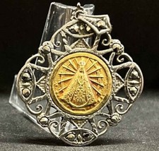 Argentina 1930´ antique Our Lady of Lujan silver gold 18 k, marcasite pendant picture