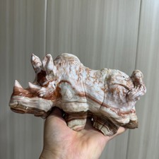 3LB+ Large-sized natural Five-color Jade carved Rhino Quartz Crystal heal 1pc picture