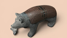 Mata Ortiz Pottery Black Bear Fish Effigy Mimbres Paquime Handmade Art Mexican picture