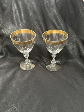 2 Minton Clear  Gold Encrusted water goblets/Tiffin Franciscan Stem 17601 picture