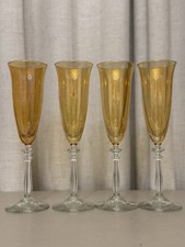 Vintage Pier 1 Amber Luster Champagne Flutes Set of 4 RONA Slovakia 9.5