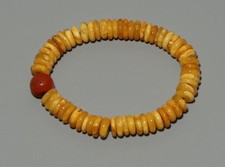 Real Nice Tibet Vintage Old Buddhist Amber NanHong Agate Bead Bracelet Amulet picture