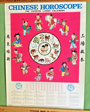 Vintage Chinese Zodiac Horoscope Poster Hong Kong 17.25