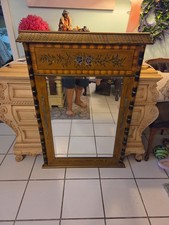 Vintage Faux Bamboo Hand Painted Pagoda Regency Wall Mirror picture