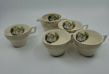 Lot 5 Pcs. Vtg American Limoges Triumph d'Or Cups And Creamer  picture