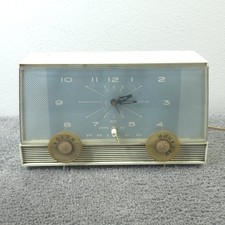 Philco K777-124 Tube Radio Clock AM Vintage 1950's MCM Tabletop White picture
