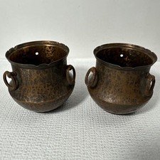 Pair Antique Goberg Hugo Berger Copper Cauldrons Iron Rings Germany picture