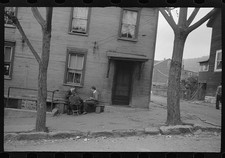 Photo:Shenandoah Pennsylvania 1938 men playing game on bench outside house picture
