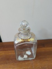 Antique 19th C Handblown Continental Glass Scent Perfume Bottle Gilded Floral picture