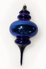 Large Cobalt Glass Finial Christmas Ornament 9” Dept. 56? Holiday Decoration picture