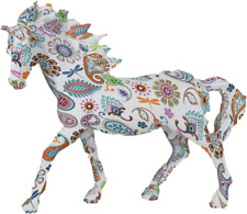 Ebros Equestrian Beauty Rainbow Paisley White Horse Hand Crafted Statue 7.5