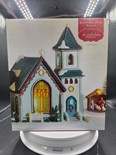 St. Nicholas Square Stained Glass Church Illuminated Christmas Village 2016 picture