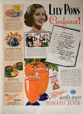 Vintage 1937 Libby’s Tomato Juice, Lily Pons Ad picture