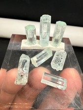 Beautiful 7 Pieces Sky Blue Aquamarine Transparent and Terminated Crystal 40 CTS picture