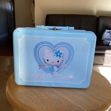 VTG  1976 2001 Angel Light Blue Hello Kitty Metal Lunch Box (Made In Japan) picture