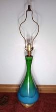1960s Royal Haeger MCM Ceramic Drip Glaze Genie Lamp Onion Shape Green And Blue picture
