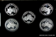 BU (5pc SET) OF 1 oz .999 SILVER JOHN DEERE TRACTORS 730 ,830 ,6400 ,7800 ,8400 picture