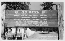 RPPC Postcard Hat Creek Old Station Sign Stage Company Military Outpost NM VTG picture